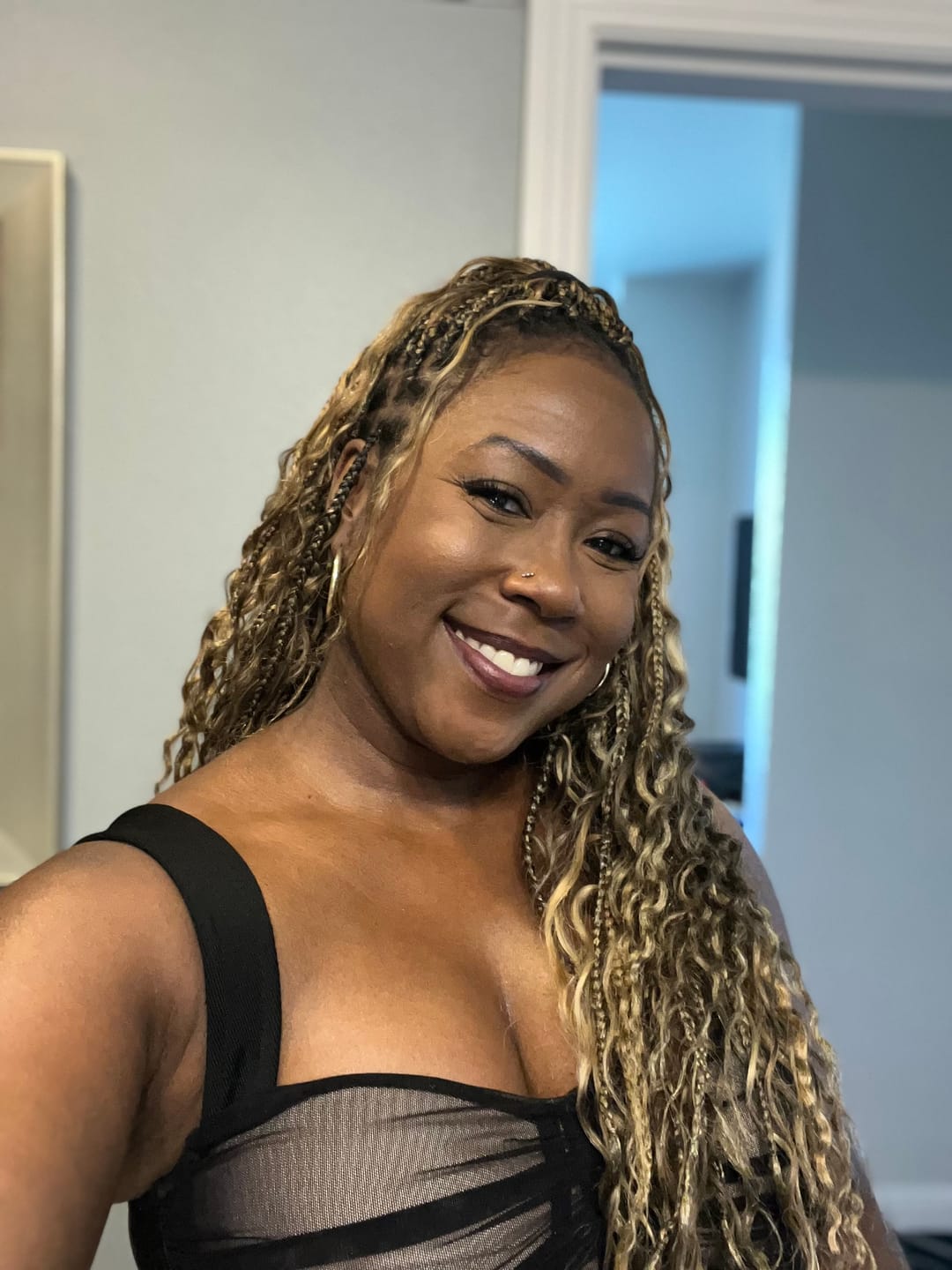 Customer photo review of #4/27/30/613 Mix Color Blend Deep Wave Human Braiding Hair