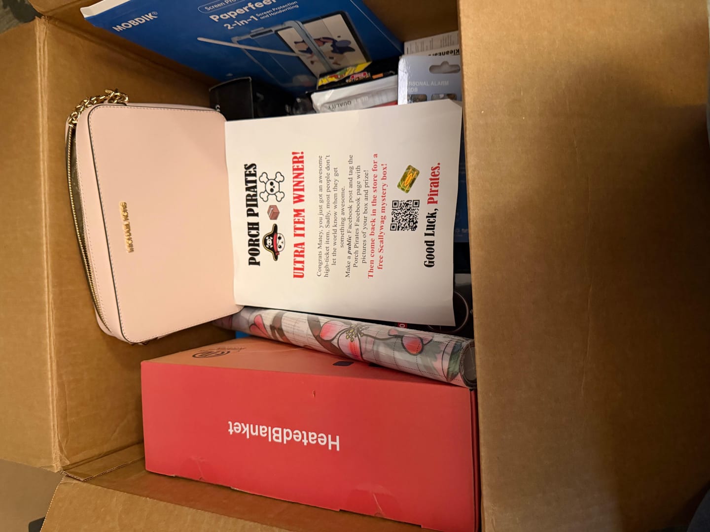 Customer photo review of The Classic Liquidation Mystery Box - Pink Tape Designer Purse Chance Box