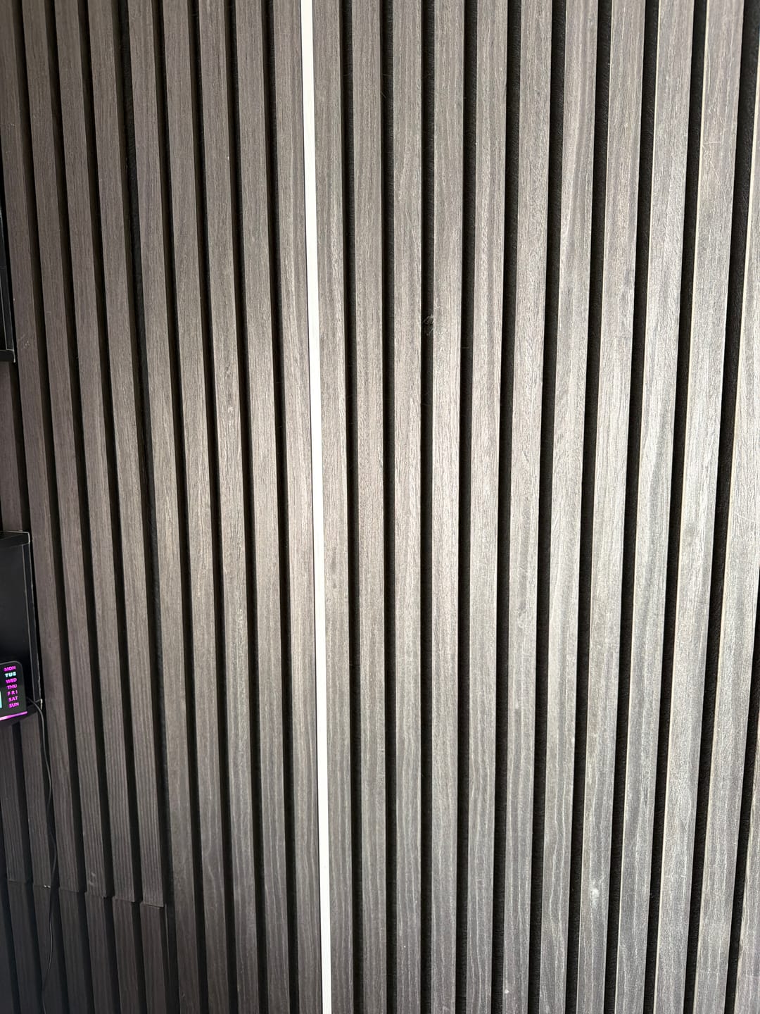 Customer photo review of Acoustic Slat Wall Panels Wooden Decorative Wall Panels Black Oak Premium 2.4m x 0.6m