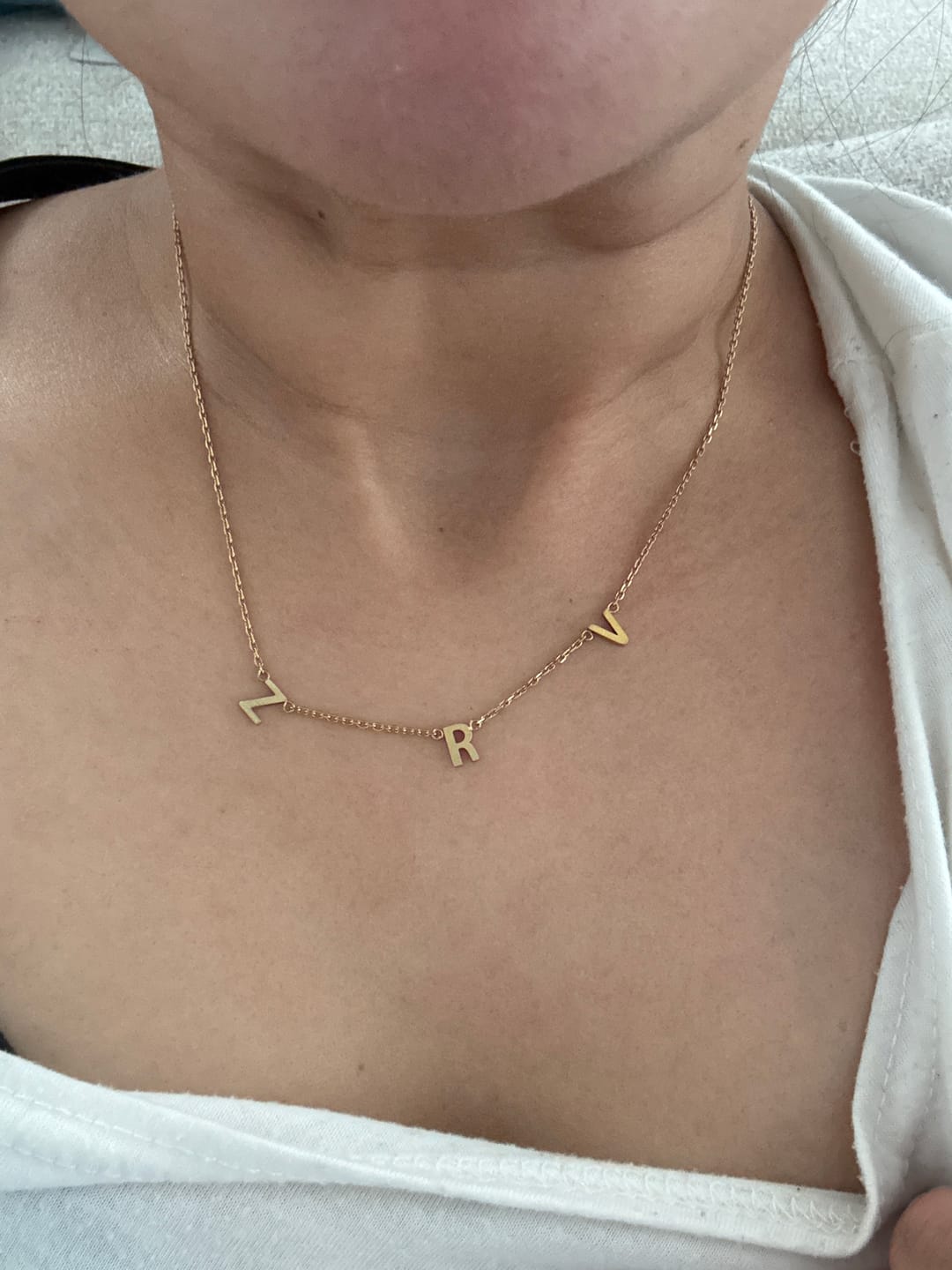 Customer photo review of The Original Initial Letter Necklace