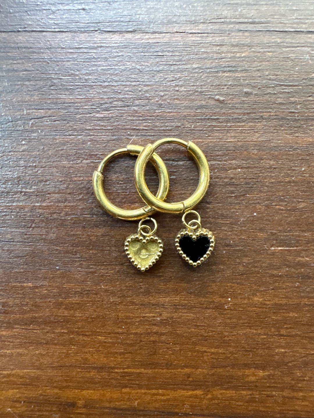 Customer photo review of 'Tainted Hearts' Hoop Earrings