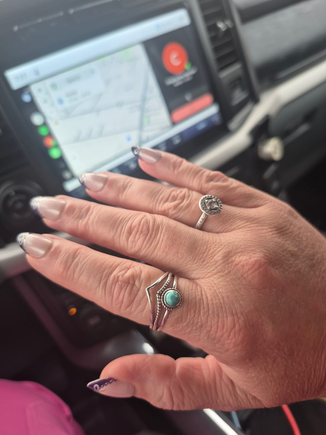 Customer photo review of Chevron Turquoise Stone Ring Sterling Silver