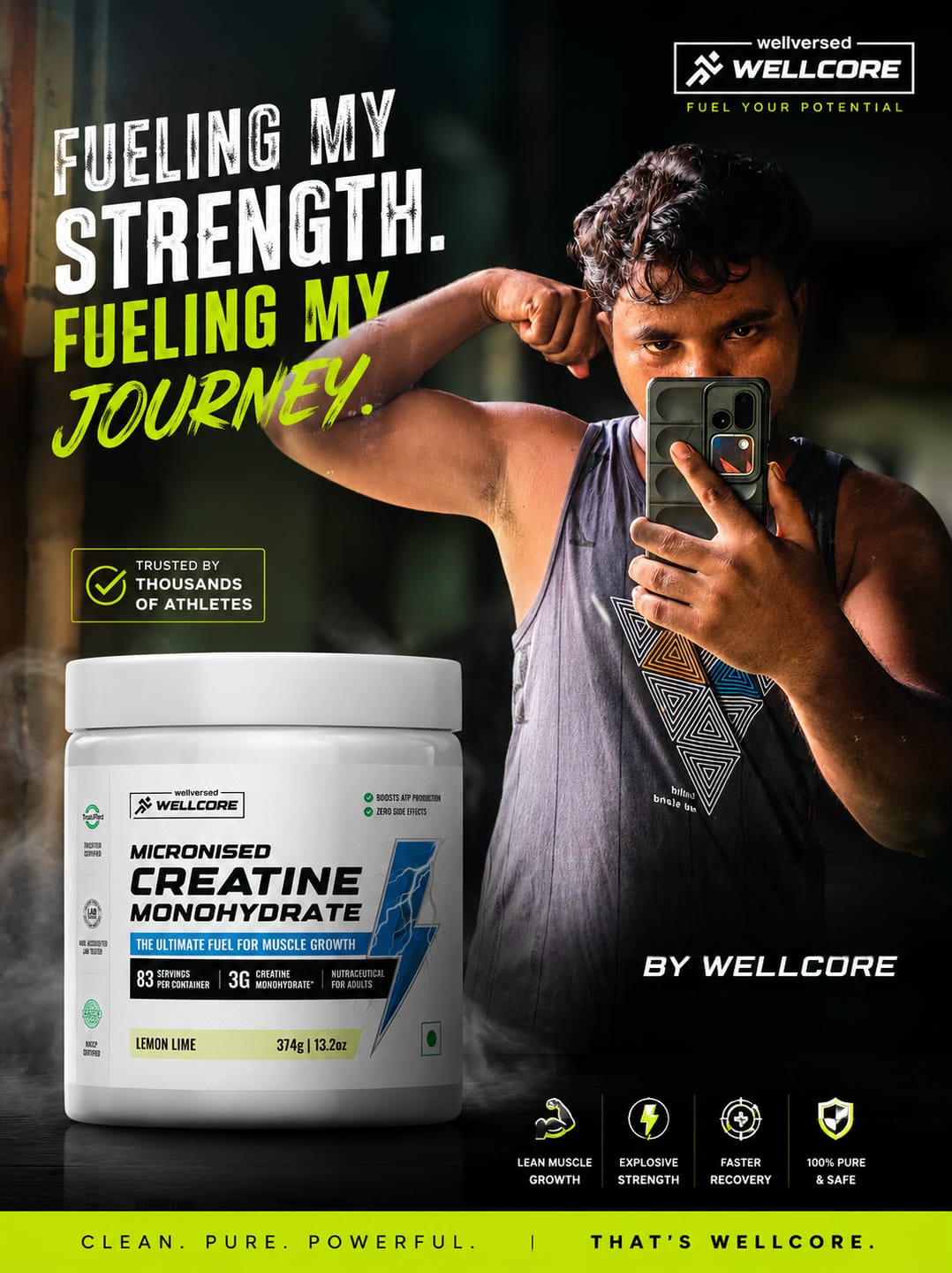 Customer photo review of Wellcore - Pure Micronised Creatine Monohydrate | Lemon Lime (149g, 33 servings)