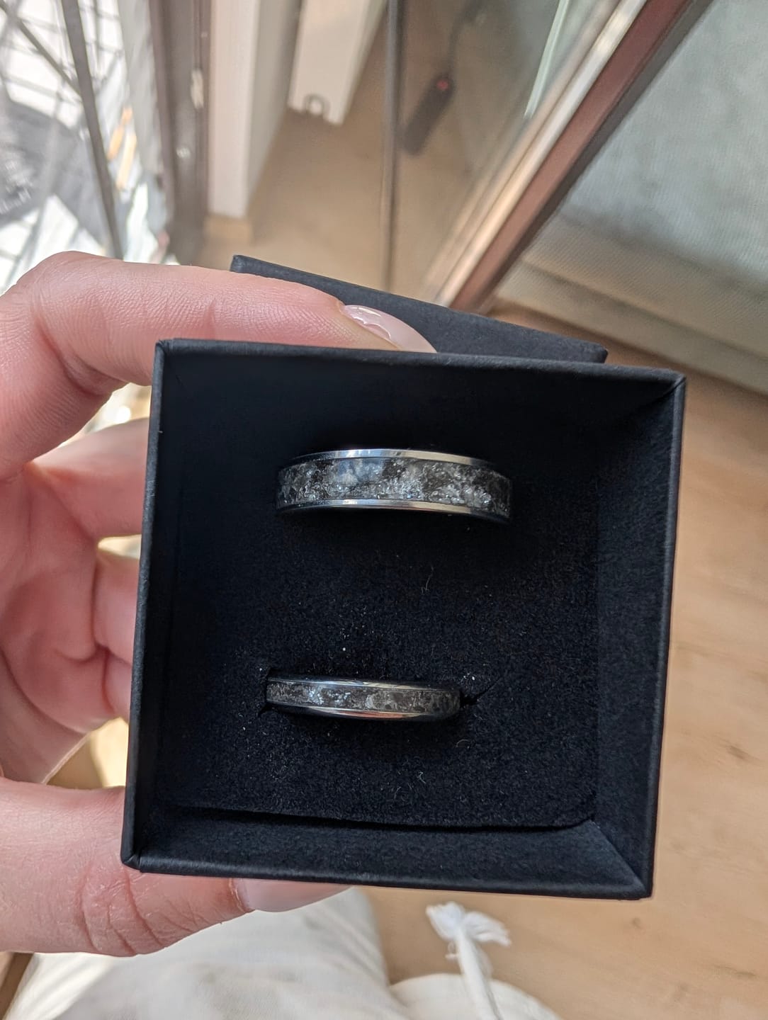 Customer photo review of Lunar Meteorite Ring with Genuine Moon Dust