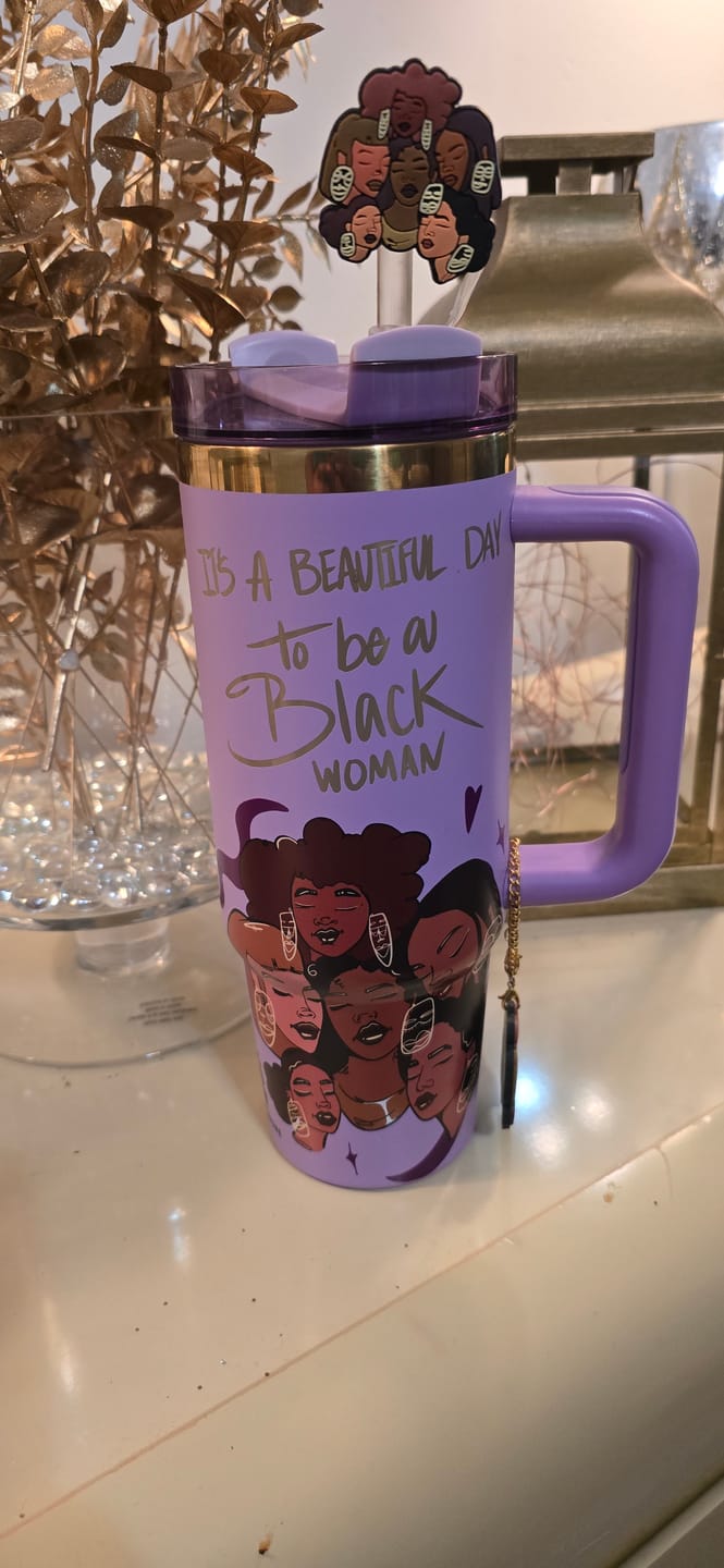 Customer photo review of Limited Edition "Crème Brûlée" Purple FlowSip™ Insulated Tumbler – Pinklomein x Cecilia's House