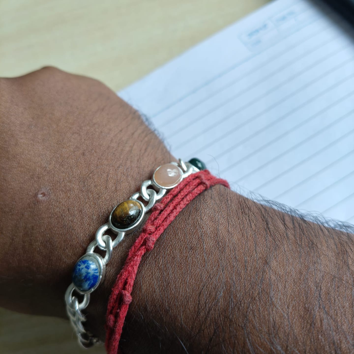 Customer photo review of 7 Gemstones Chakra Balancing Bracelet,  Silver Plated, For Men
