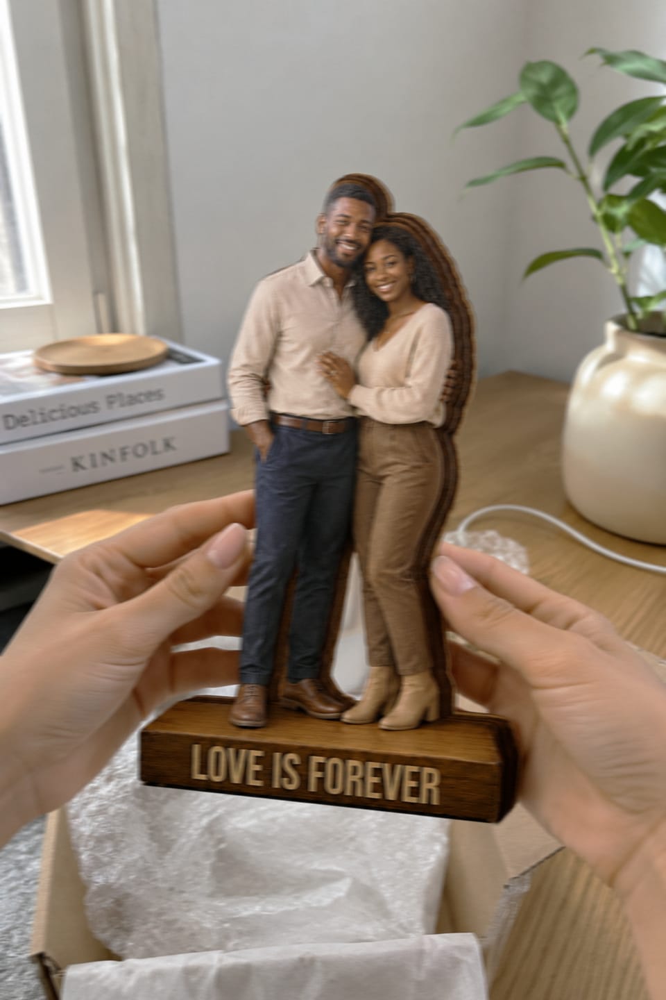 Customer photo review of Custom Photo Family Is Forever - Personalized Customized 3-layered Wooden Plaque - Heartfelt Family Gift For Family Members