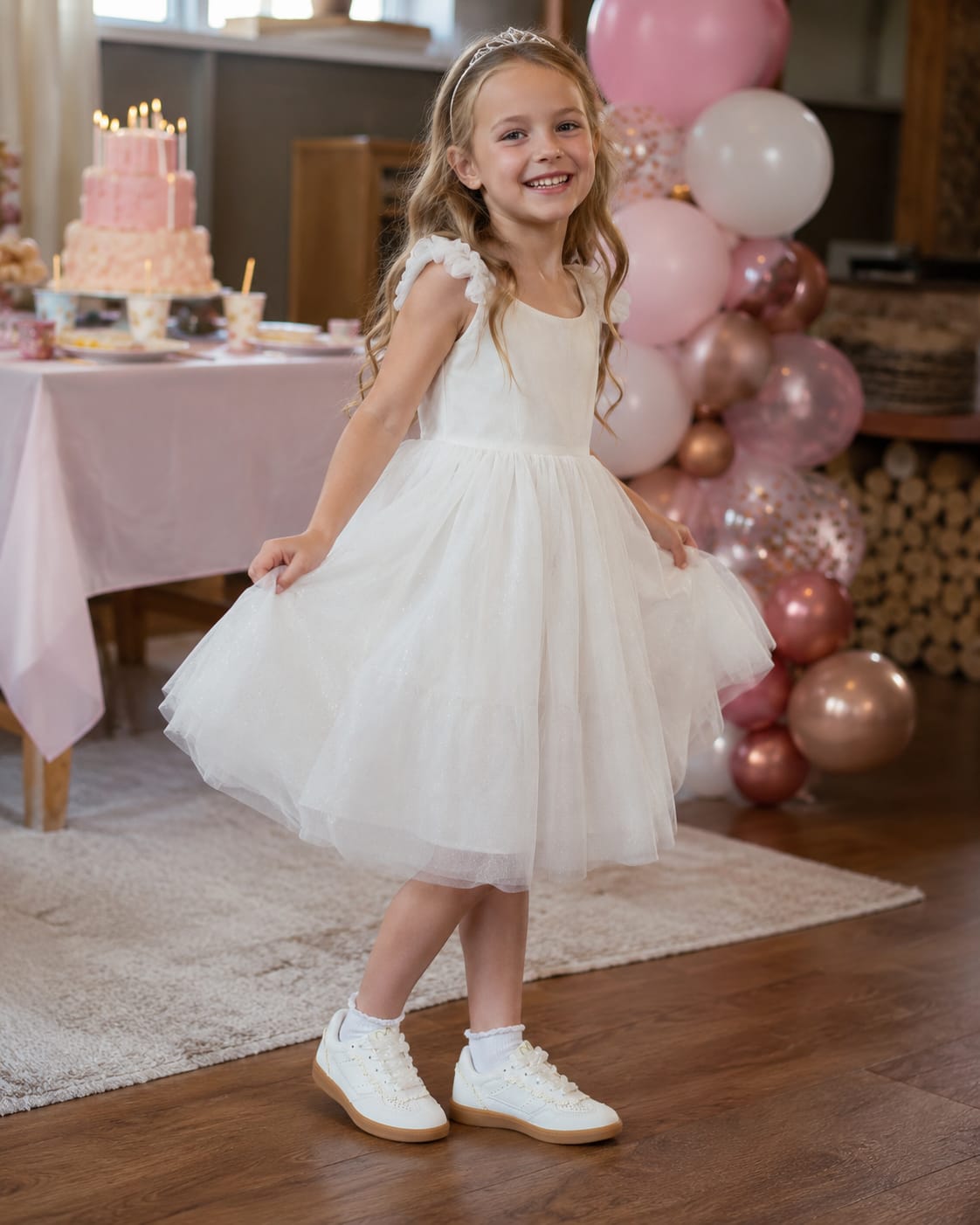 Customer photo review of Lucky Step Kids Floral Ribbon Sneakers