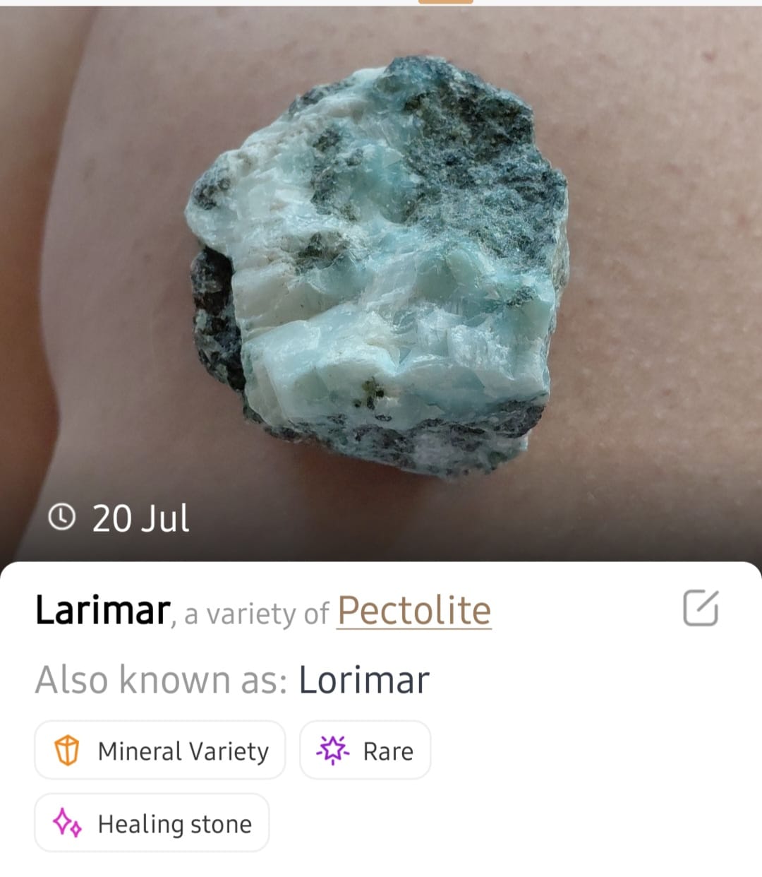 Customer photo review of Crystal Mystery Bag: Rare Larimar Edition