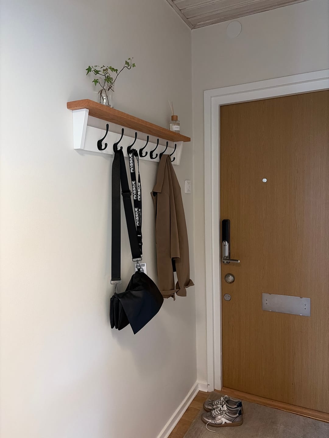 Customer photo review of White Coat Rack with Shelf