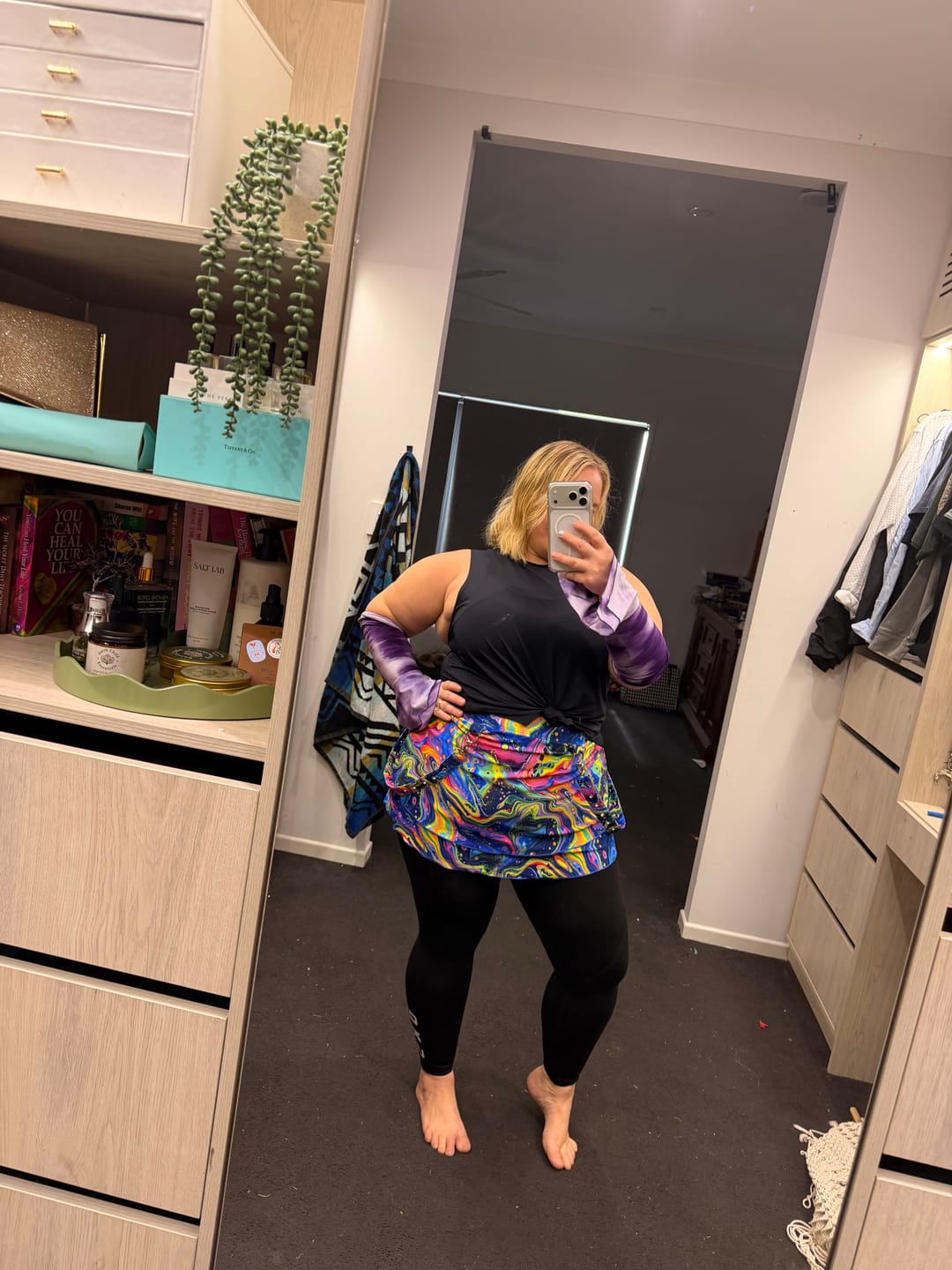 Customer photo review of Oil Slick Suspender Skirt