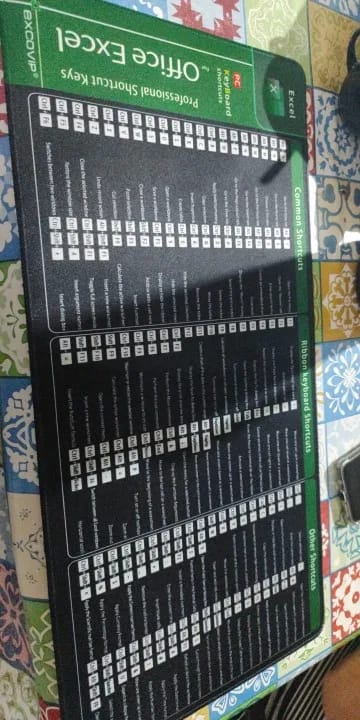 Customer photo review of Large Excel Shortcuts Desk Mat