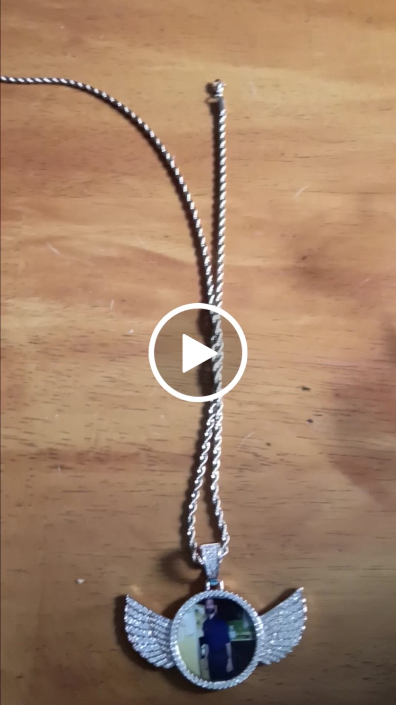 Customer video review of Personalized Diamond Studded Colorful Rectangle Photo Necklace
