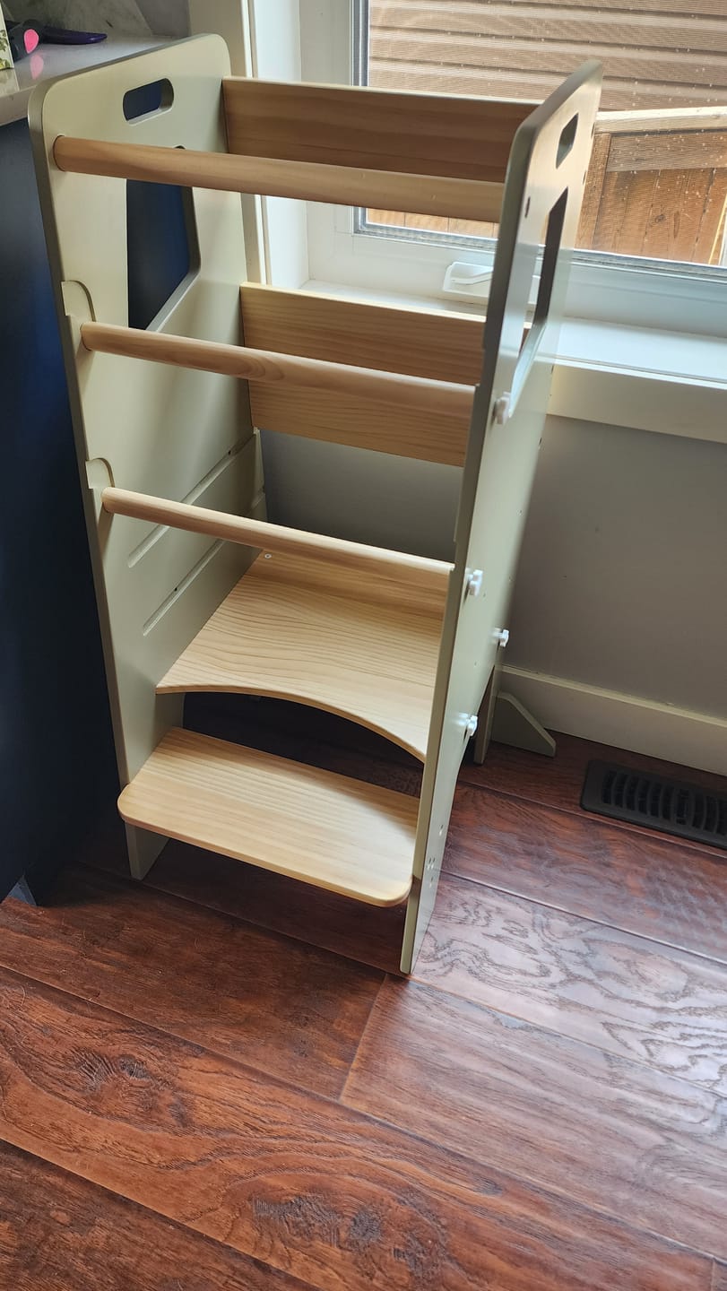 Customer photo review of Learning Tower - Toddler Kitchen Stool (Sage) With Stabilizers