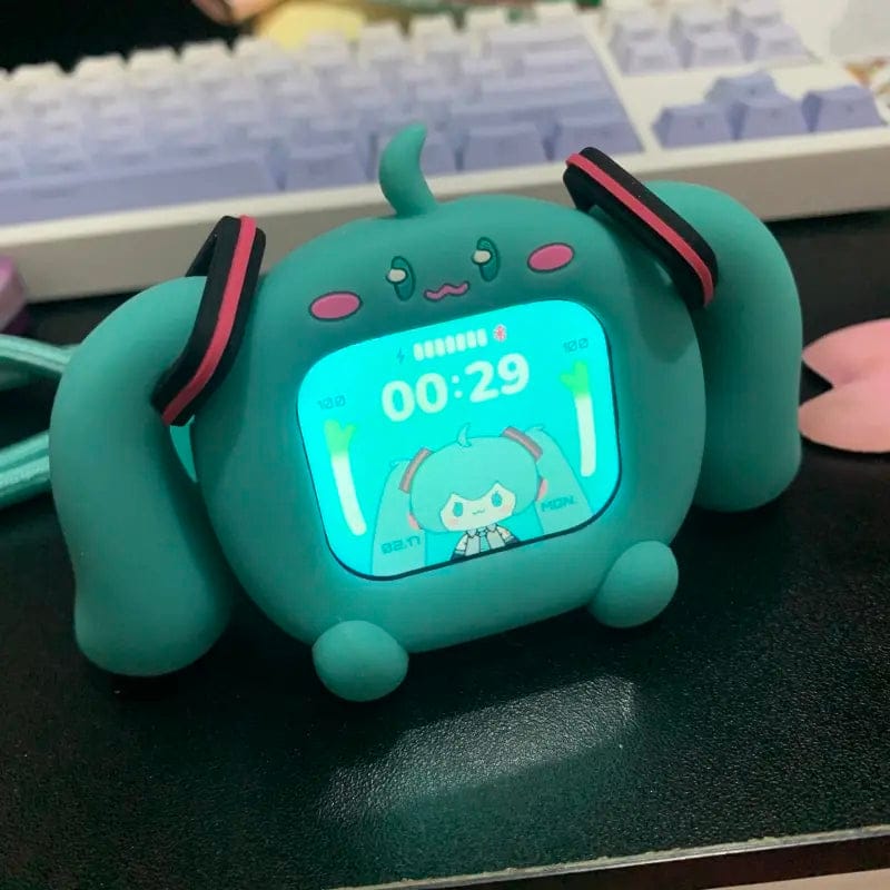 Customer photo review of Officially Licensed Hatsune Miku Wireless Earphones with Smart Display Desktop Stand