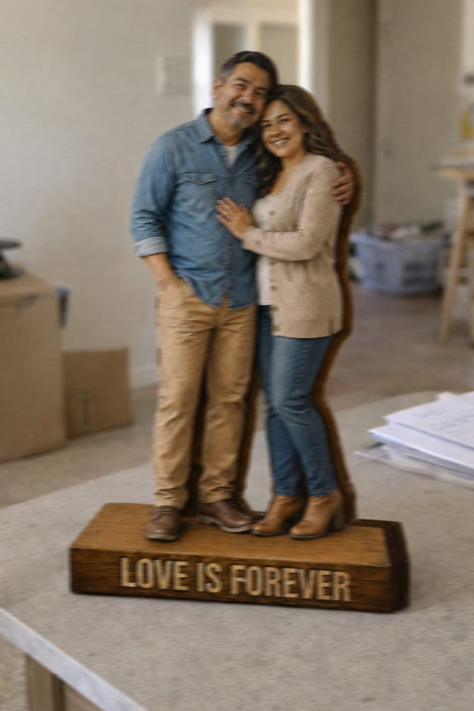 Customer photo review of Custom Photo Family Is Forever - Personalized Customized 3-layered Wooden Plaque - Heartfelt Family Gift For Family Members