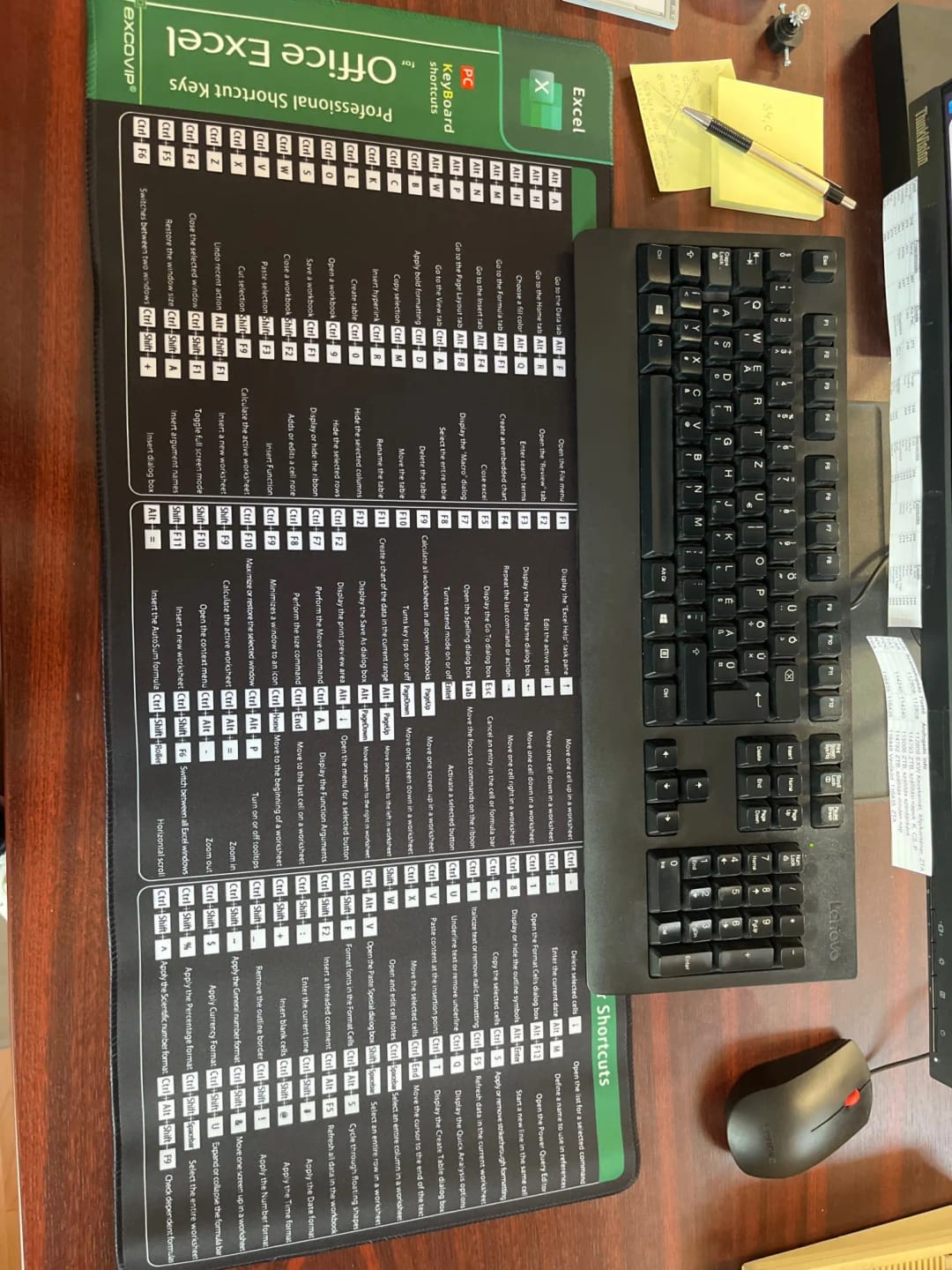 Customer photo review of Large Excel Shortcuts Desk Mat