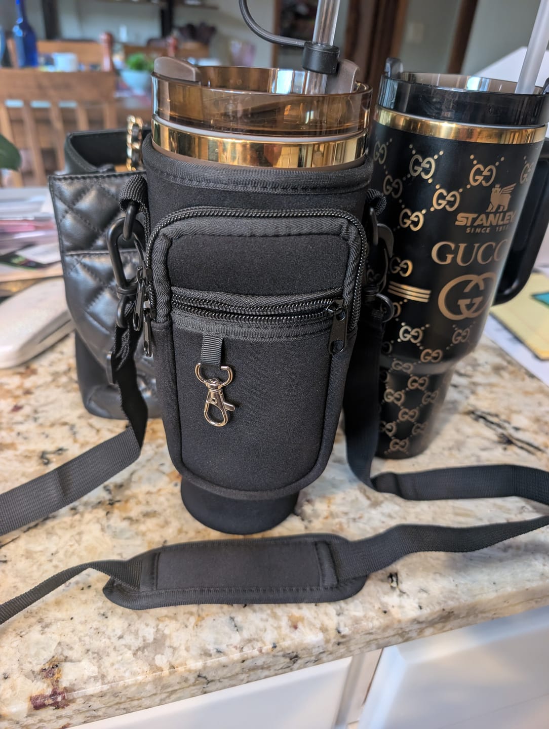 Customer photo review of Matching Water Bottle Carrier Pouch with Phone Pocket &  Adjustable Strap