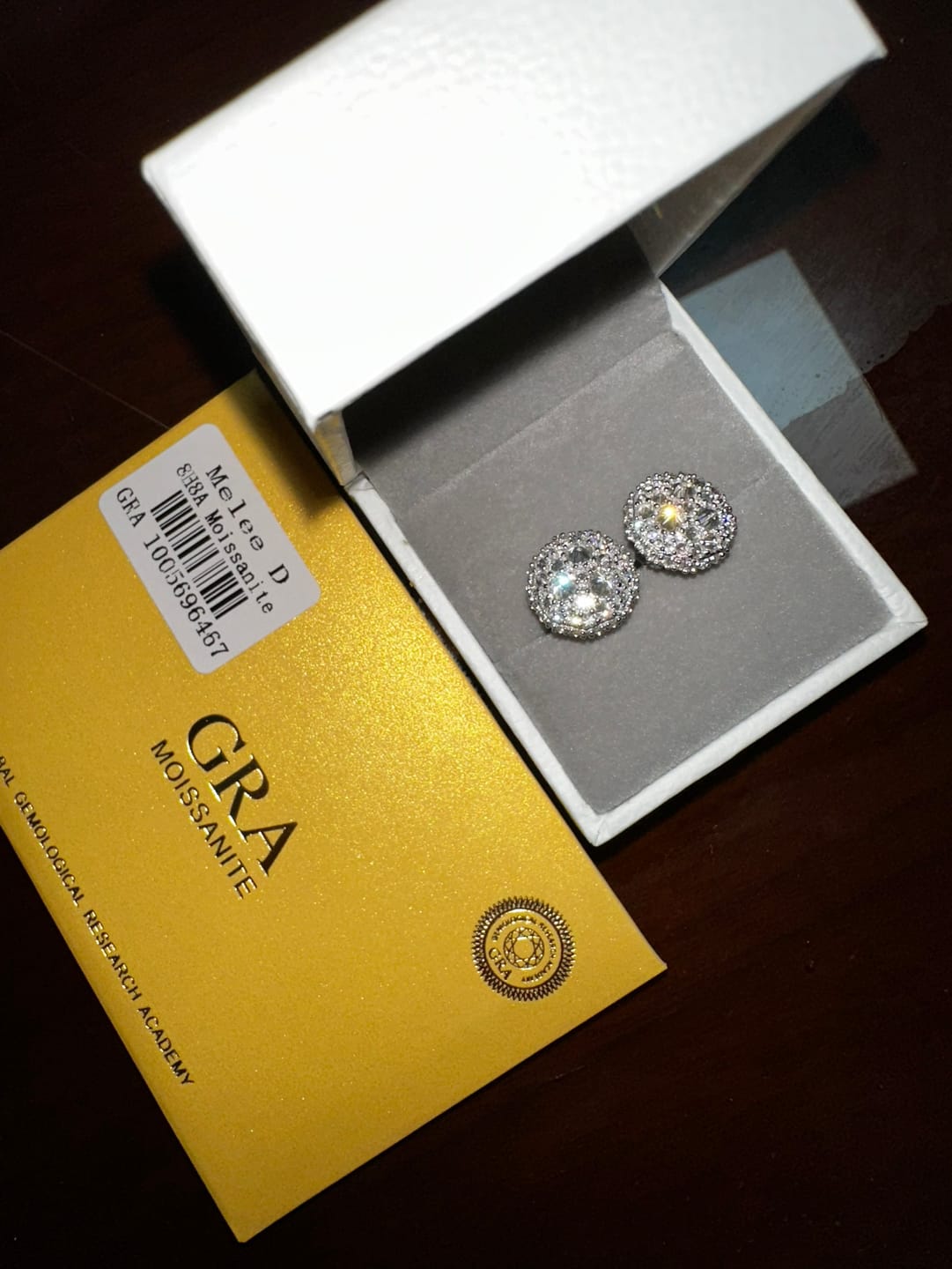 Customer photo review of 12MM Upside Down Inverted Moisaic Setting Moissanite Studs