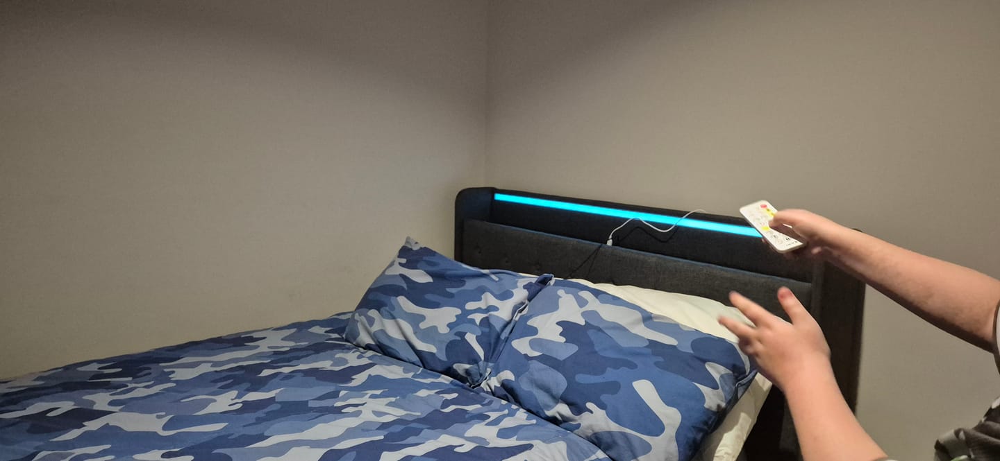 Customer photo review of Gas Lift Bed Frame with Storage LED & USB
