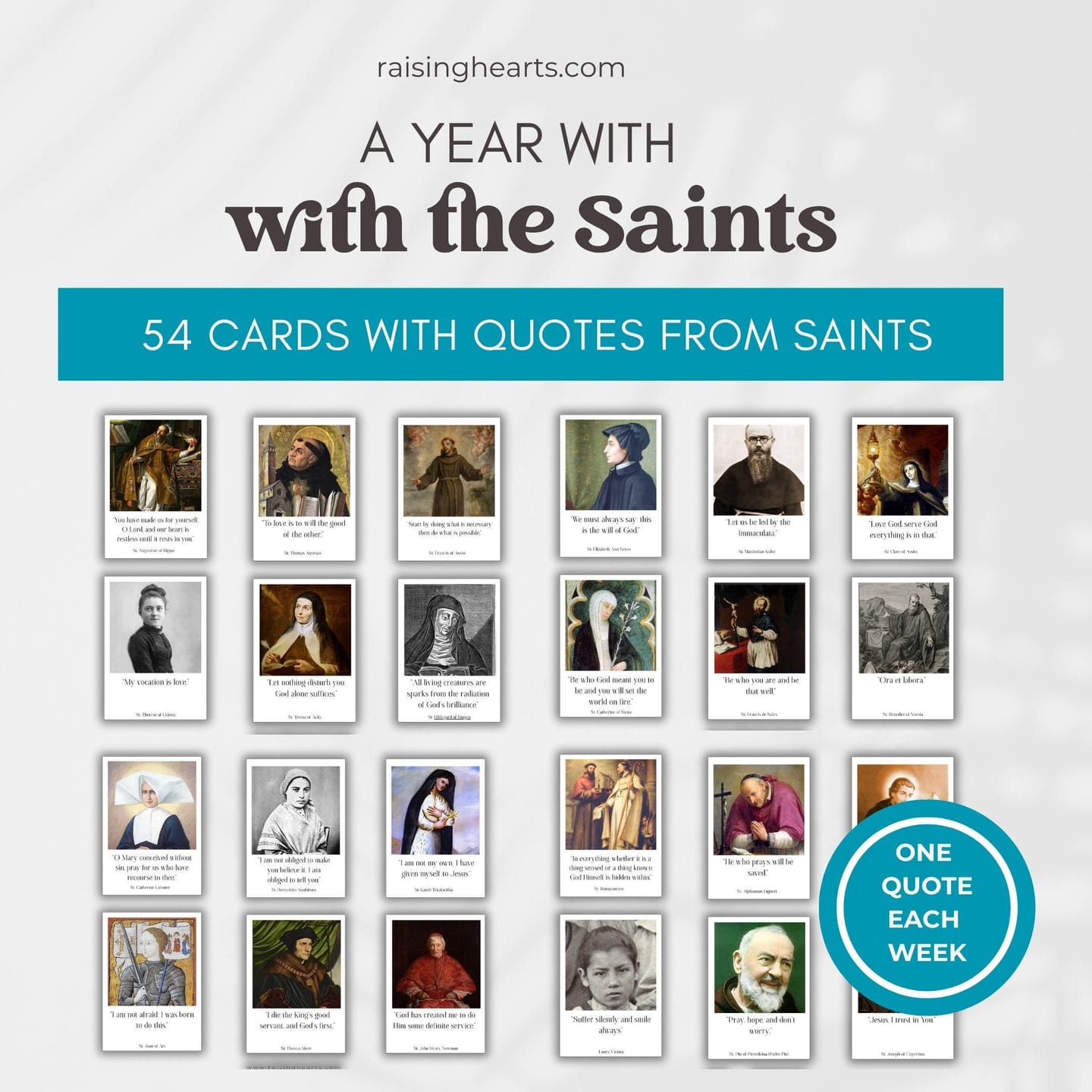 Customer photo review of Saints Quotes Prayer Cards: 54 Weekly Catholic Devotion (Printable PDF)
