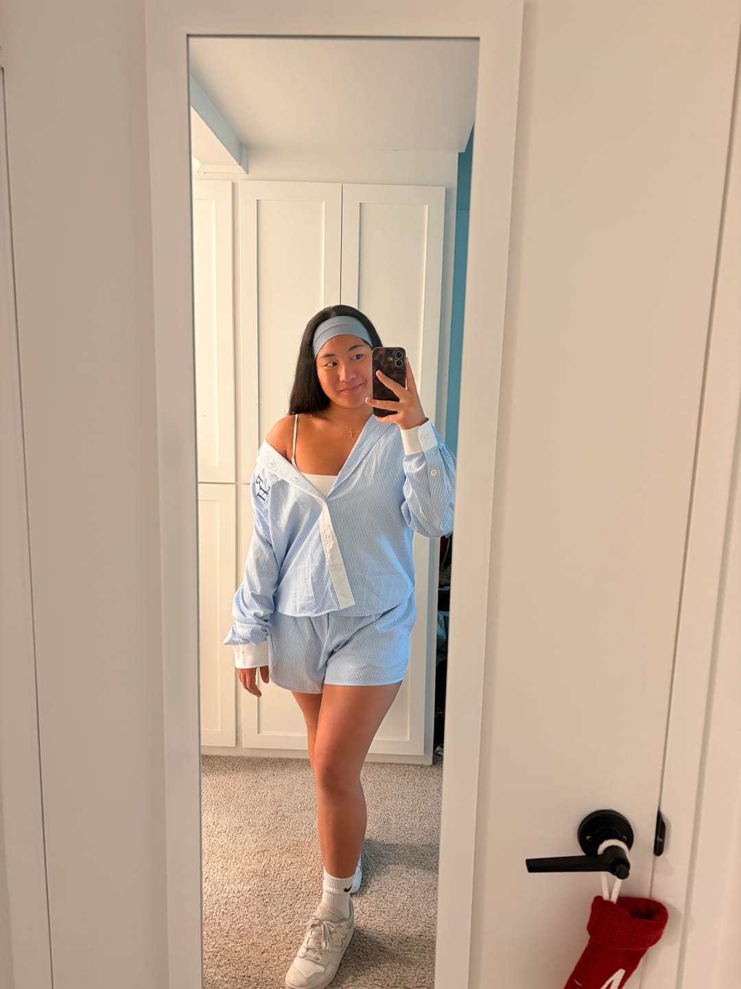Customer photo review of USA Fencing Martha Shirt In Blue Stripe