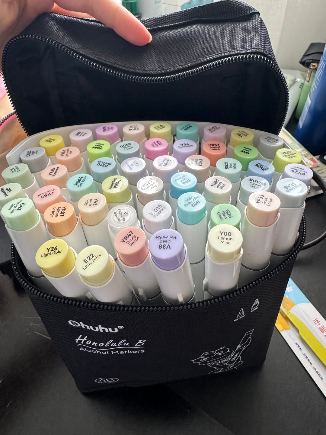 Customer photo review of Ohuhu Honolulu New 48 Pastel Colors Dual Tips Alcohol Art Markers - Blossoming (New Color Codes)