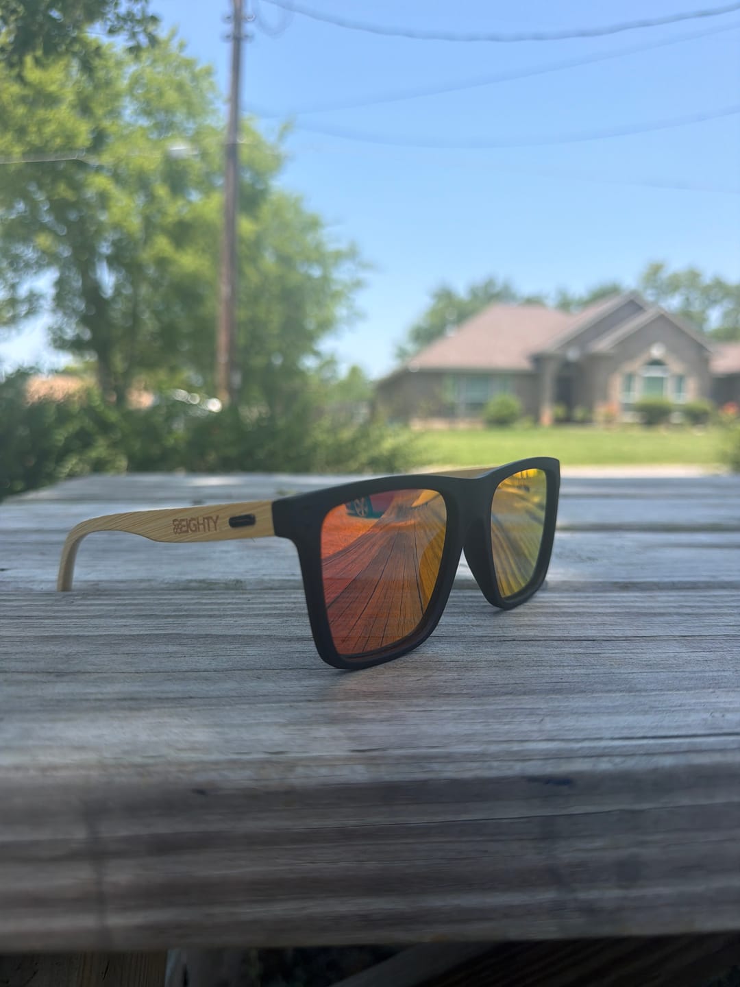 Customer photo review of 80Eighty® Polarized Bamboo Sunglasses - Red