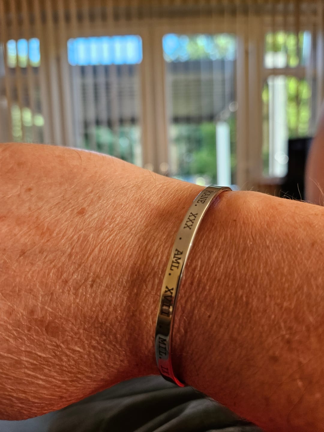 Customer photo review of Silver Personalised Cuff Bracelet