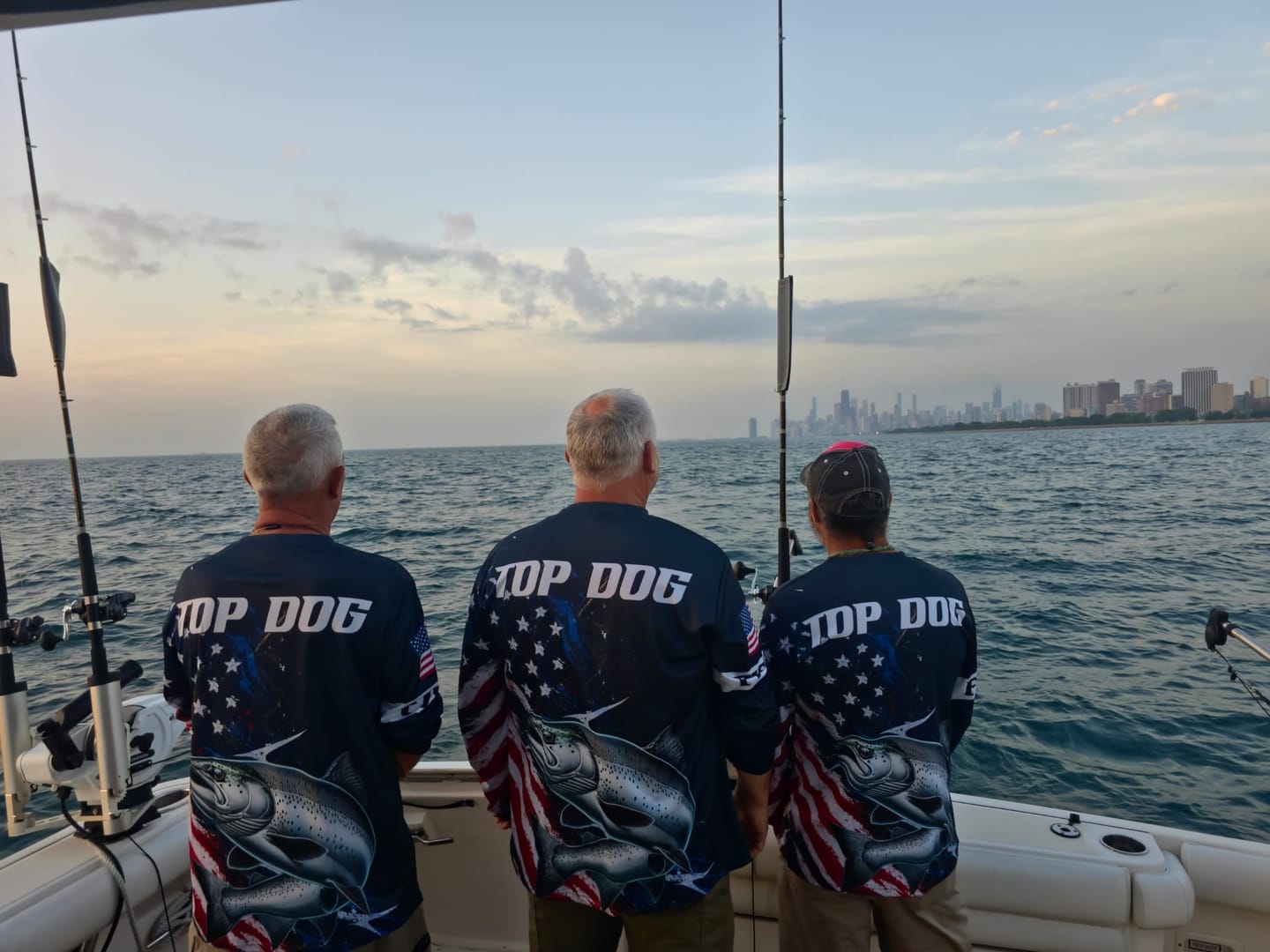 Customer photo review of Chinook Salmon Fishing Shirts Long Sleeve American USA Flag Camo, Fishing Jersey For Men NHT961