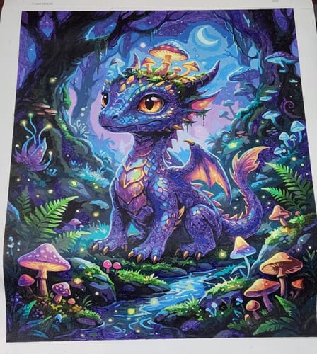 Customer photo review of Moonlit Mushroom Dragon (80 Color Paint by Numbers)