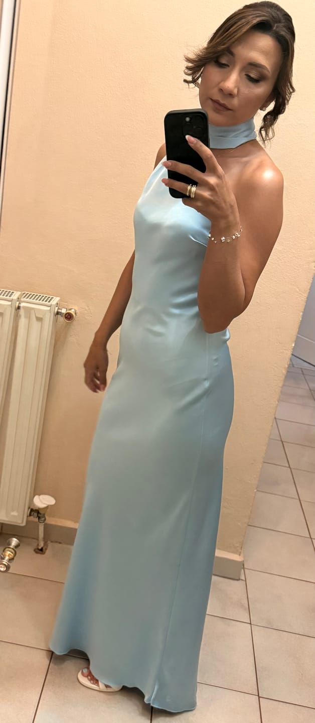Customer photo review of Μάξι φόρεμα Σατέν