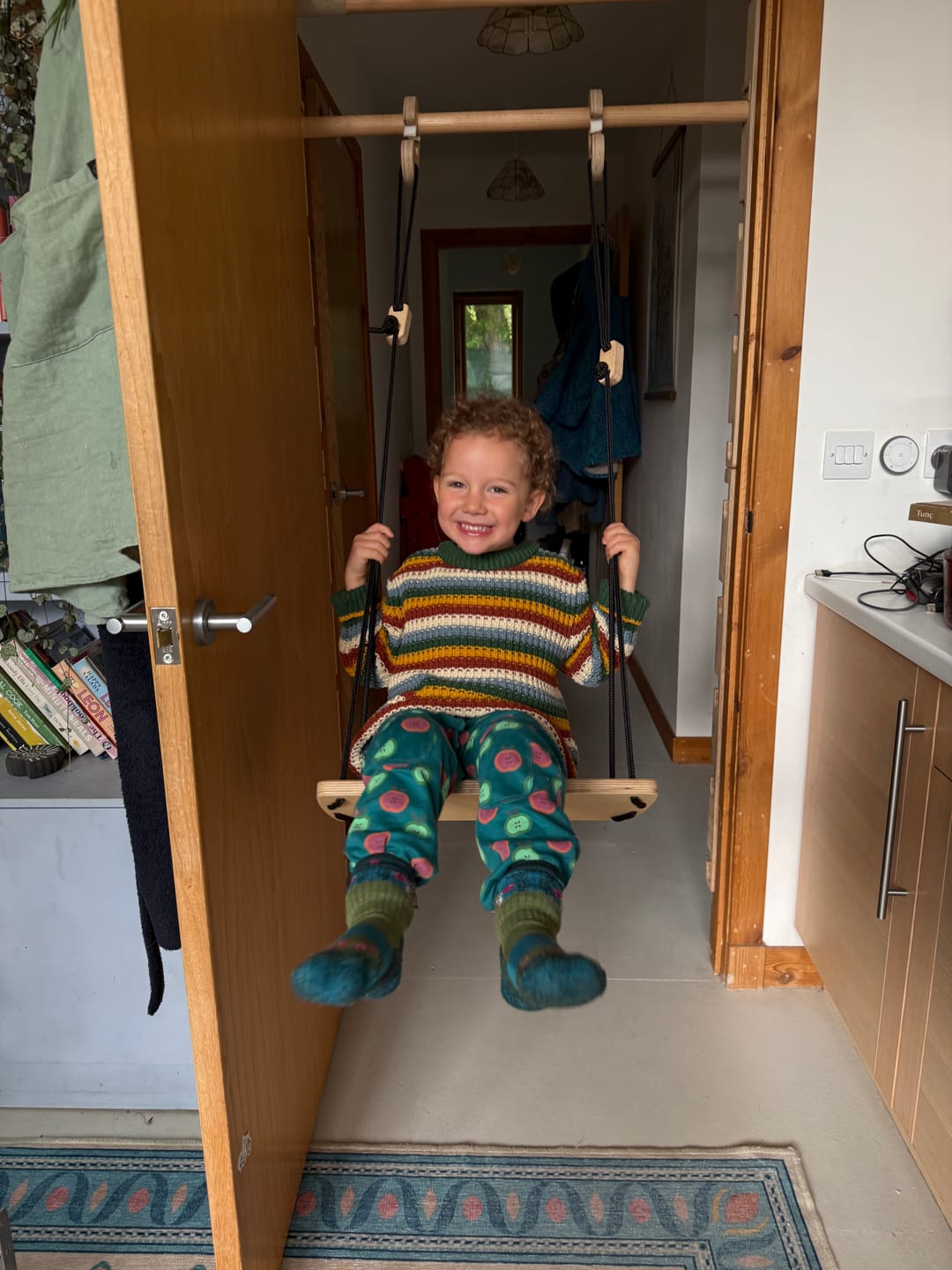 Customer photo review of Rainbow Waffle Snuggly Knitted Jumper
