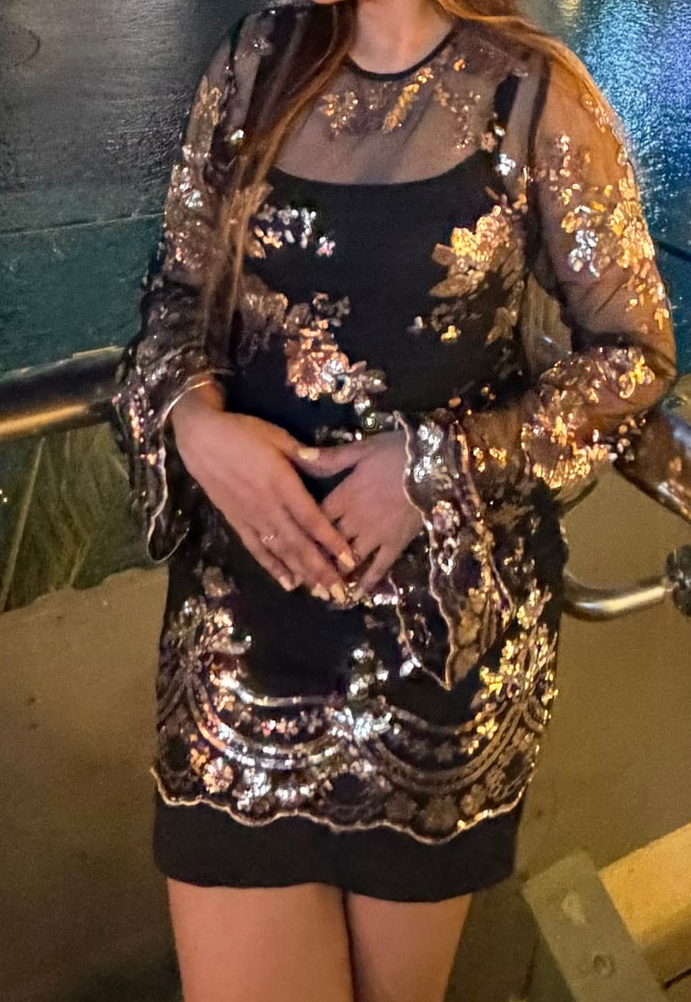 Customer photo review of Rome Sequined Dress in Black