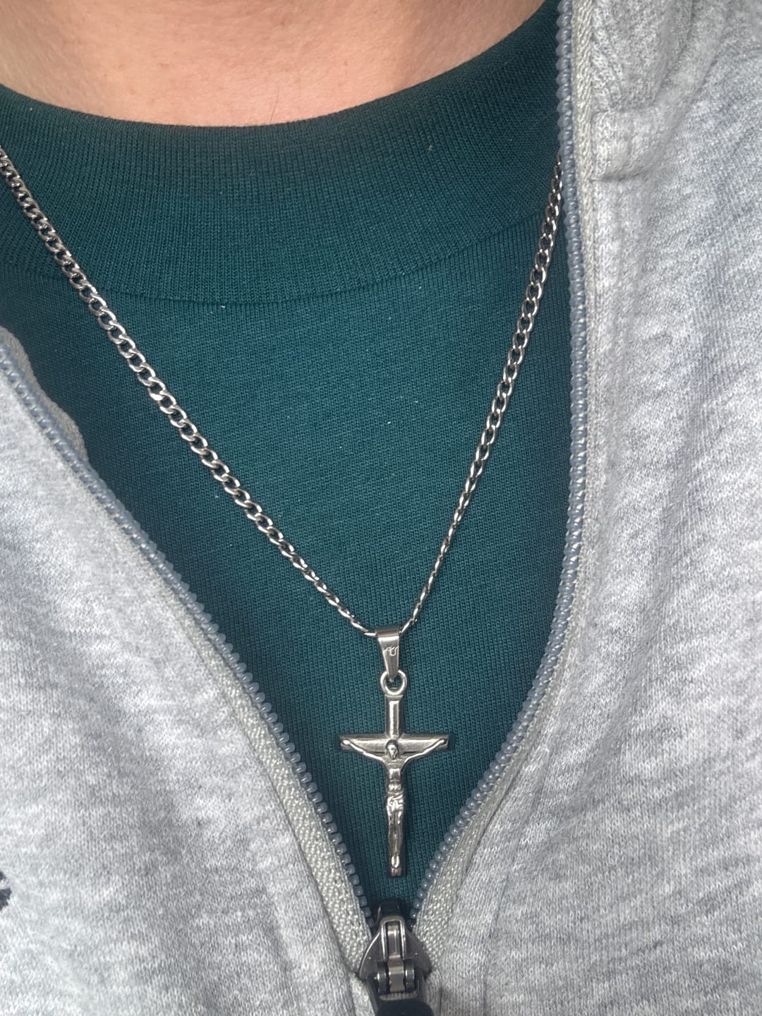 Customer photo review of Silver Cross Necklace