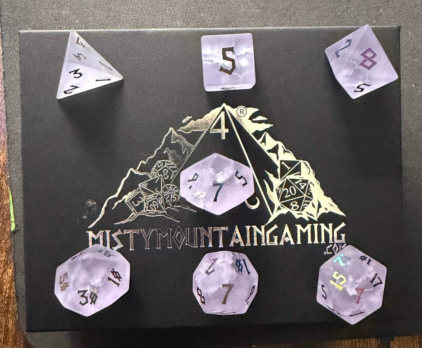 Customer photo review of Bifrost Shattered Glass Dice Set