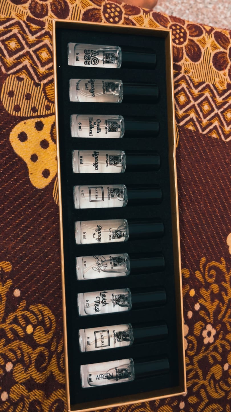 Customer photo review of Perfume Sample Discovery Set – 10 Mini Perfume Sprays (6ml Each)