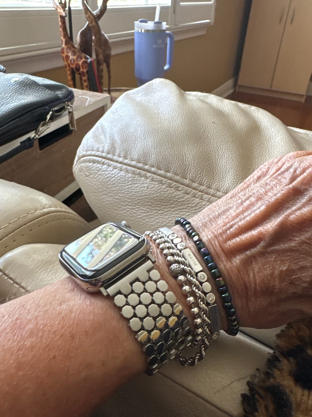 Customer photo review of Silver Honeycomb Luxury Apple Watch Strap