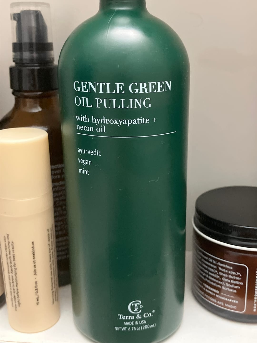 Customer photo review of Gentle Green Oil Pulling Mouthwash – Enamel Support & Gum Health