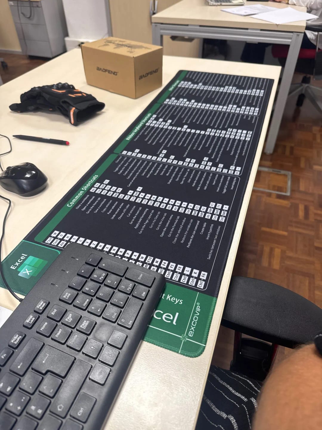 Customer photo review of Large Excel Shortcuts Desk Mat