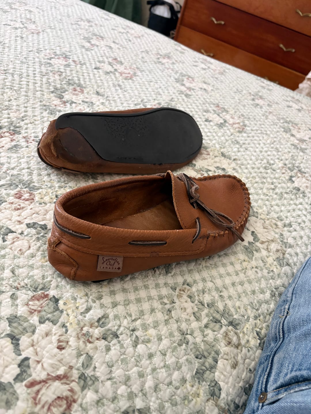 Customer photo review of Men's Elk Hide Leather Moccasin Shoes