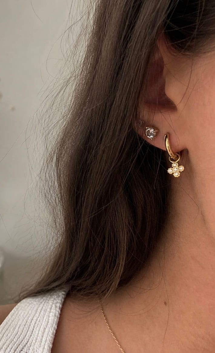 Customer photo review of Pave Lucky Huggie 14K Vergoldet