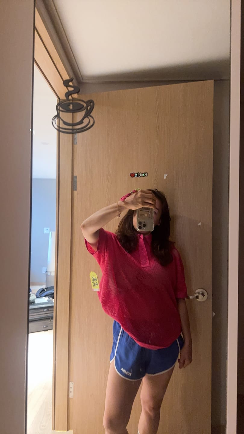 Customer photo review of Color Spree Oversized Mesh Polo