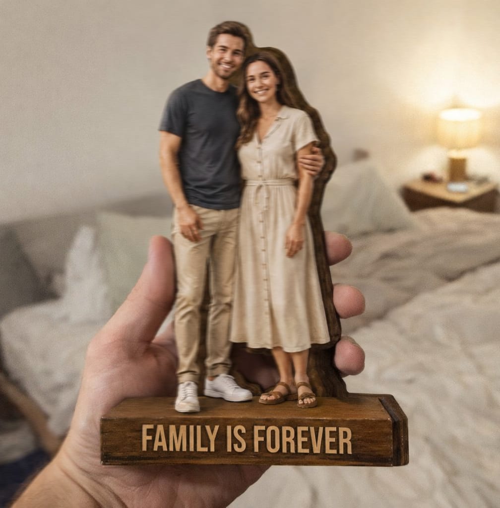 Customer photo review of Custom Photo Family Is Forever - Personalized Customized 3-layered Wooden Plaque - Heartfelt Family Gift For Family Members