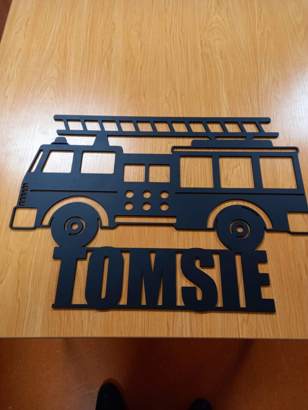 Customer photo review of Fire Truck Name Plaque