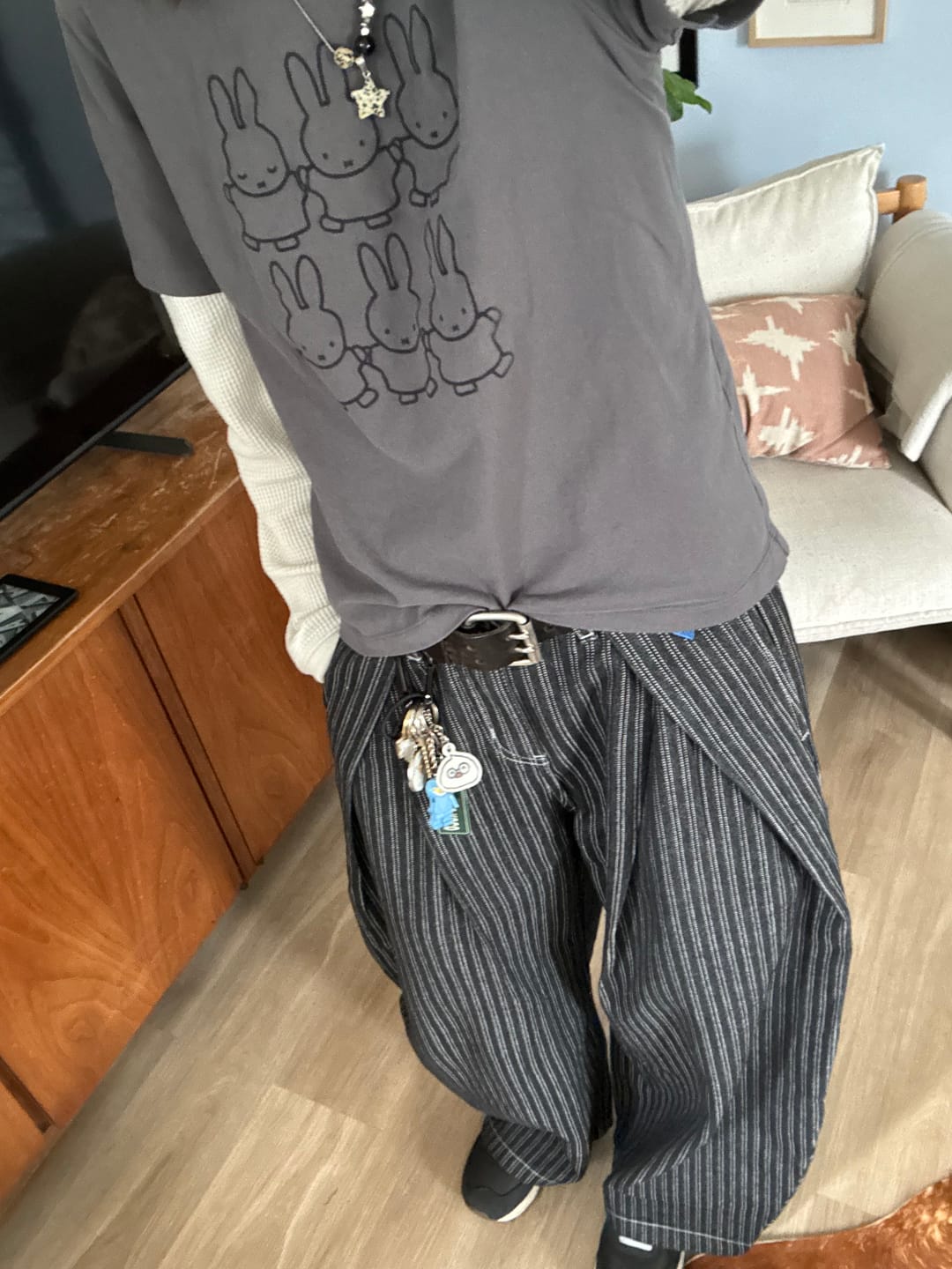 Customer photo review of Aelfric Eden Pinstripe Baggy Barrel Jeans
