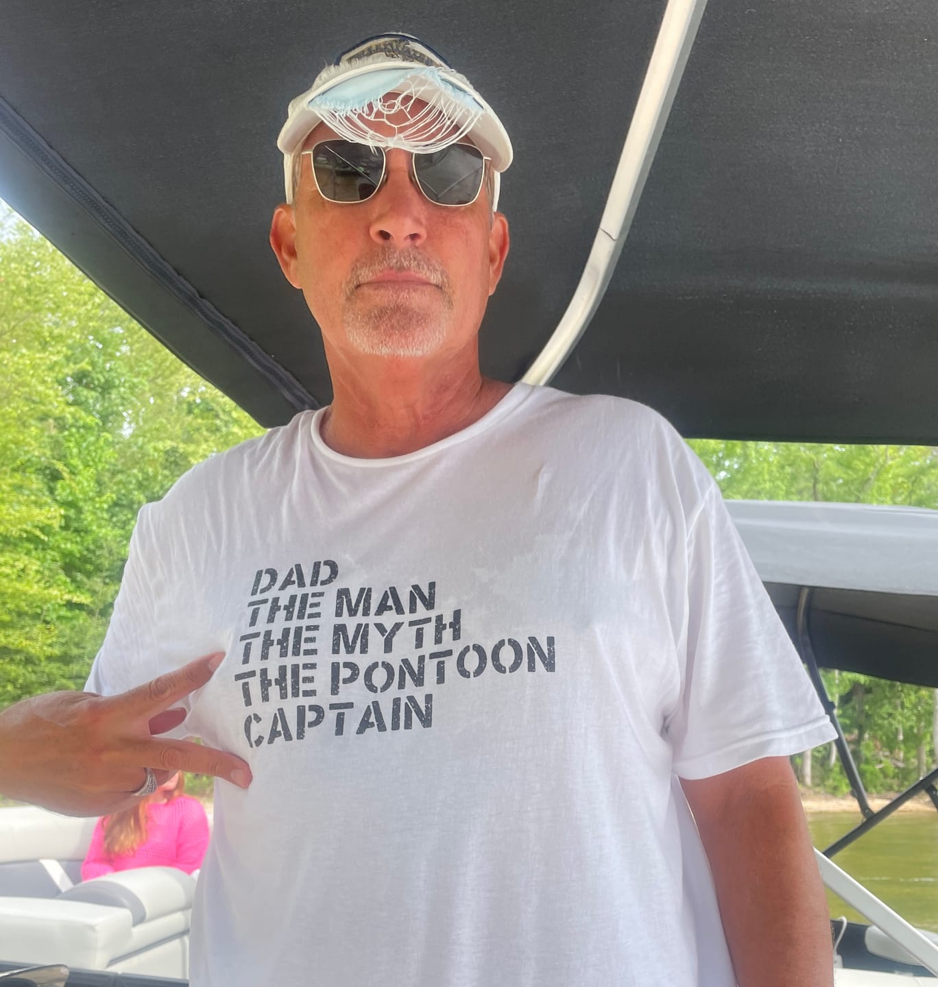 Customer photo review of Dad man myth pontoon captain T-shirt