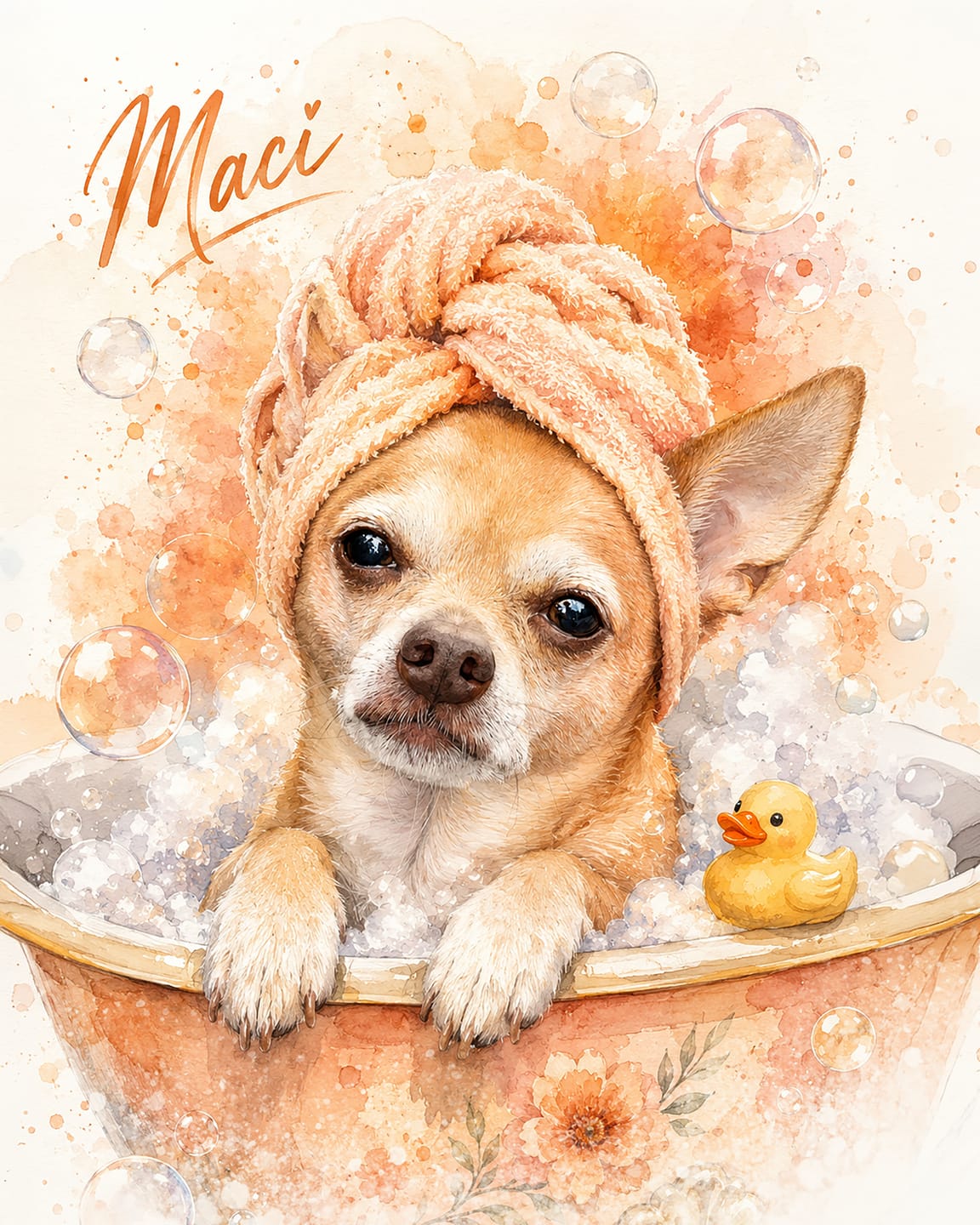 Customer photo review of Custom Pet Portrait Canvas - Bubble Time