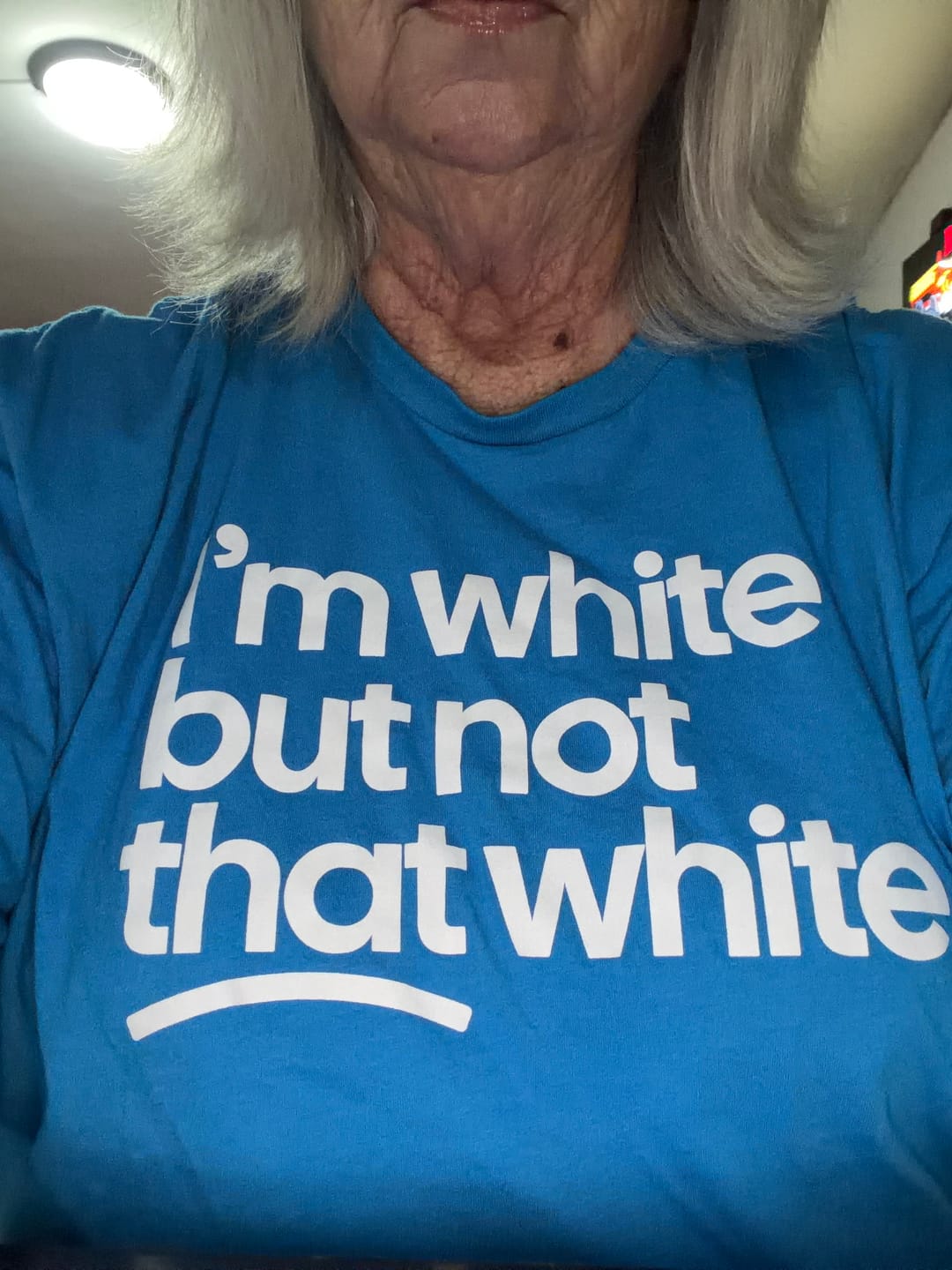 Customer photo review of I’m white but not that white Unisex Tee
