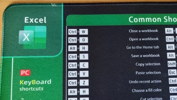 Customer photo review of Large Excel Shortcuts Desk Mat